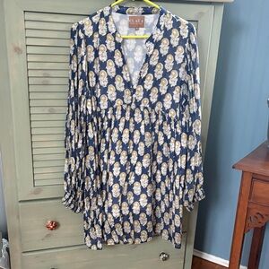 Victoria Dunn Navy and Cream Floral Dress